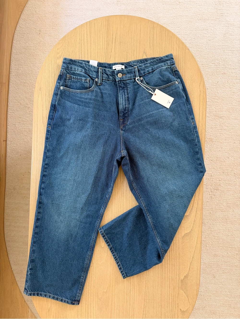 Good American Good 90s Cropped Relaxed Jeans In Dark Blue NWT Size 12 - Picture 5 of 11